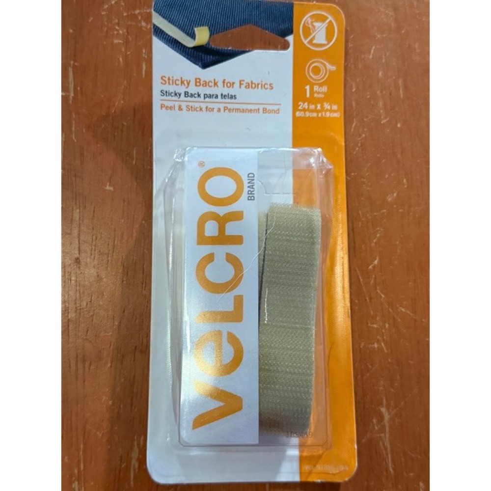 VELCRO Brand Sticky Back for Fabrics No Sew Permanent Adhesive Roll 24in x 3/4in